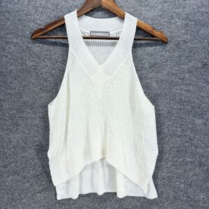 Addie Knit Top Women M Medium White V-Neck Sleeveless Wide Strap Pullover Casual